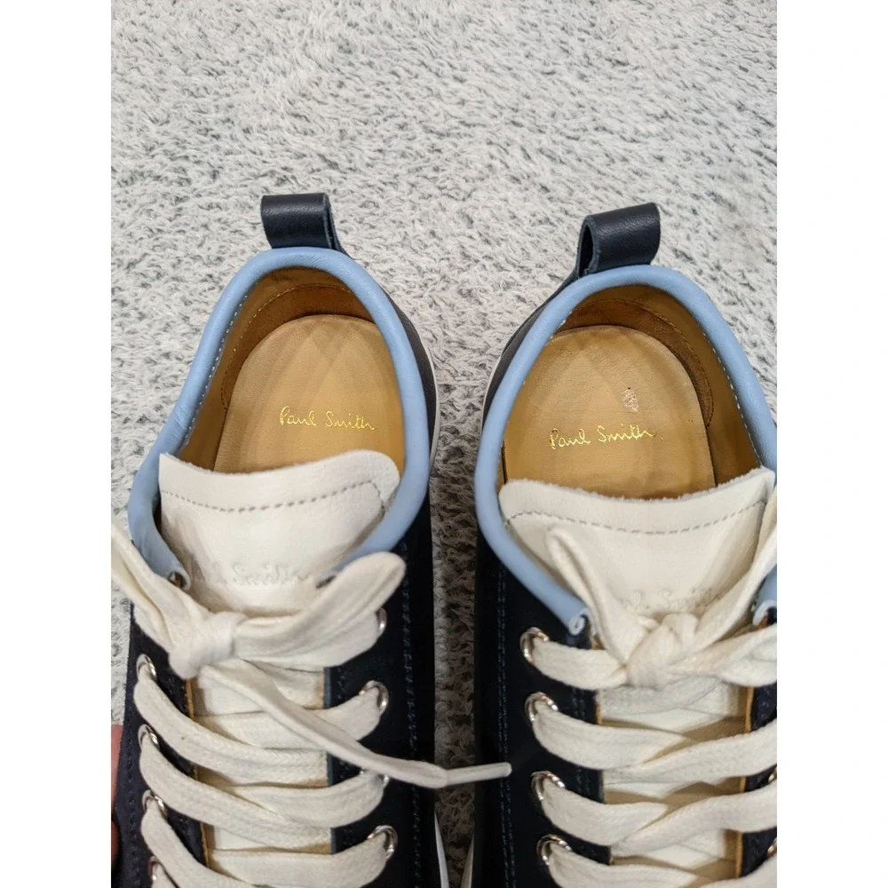 Paul Smith Miyata Sneakers Womens 6.5-7.0 Navy‎ White Leather Suede Trainers NIB